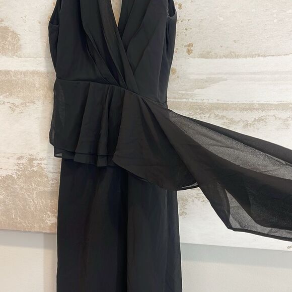 Bebe Long Black Draped Dress size 0 - Picture 3 of 6